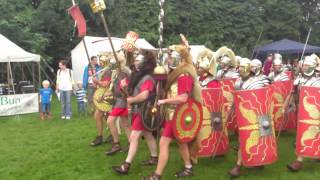 Roman Reenactment at the Amphitheatre in Caerleon Marching In [upl. by Rizika]