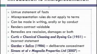 Misrepresentation Lecture 1 of 4 [upl. by Tennies]